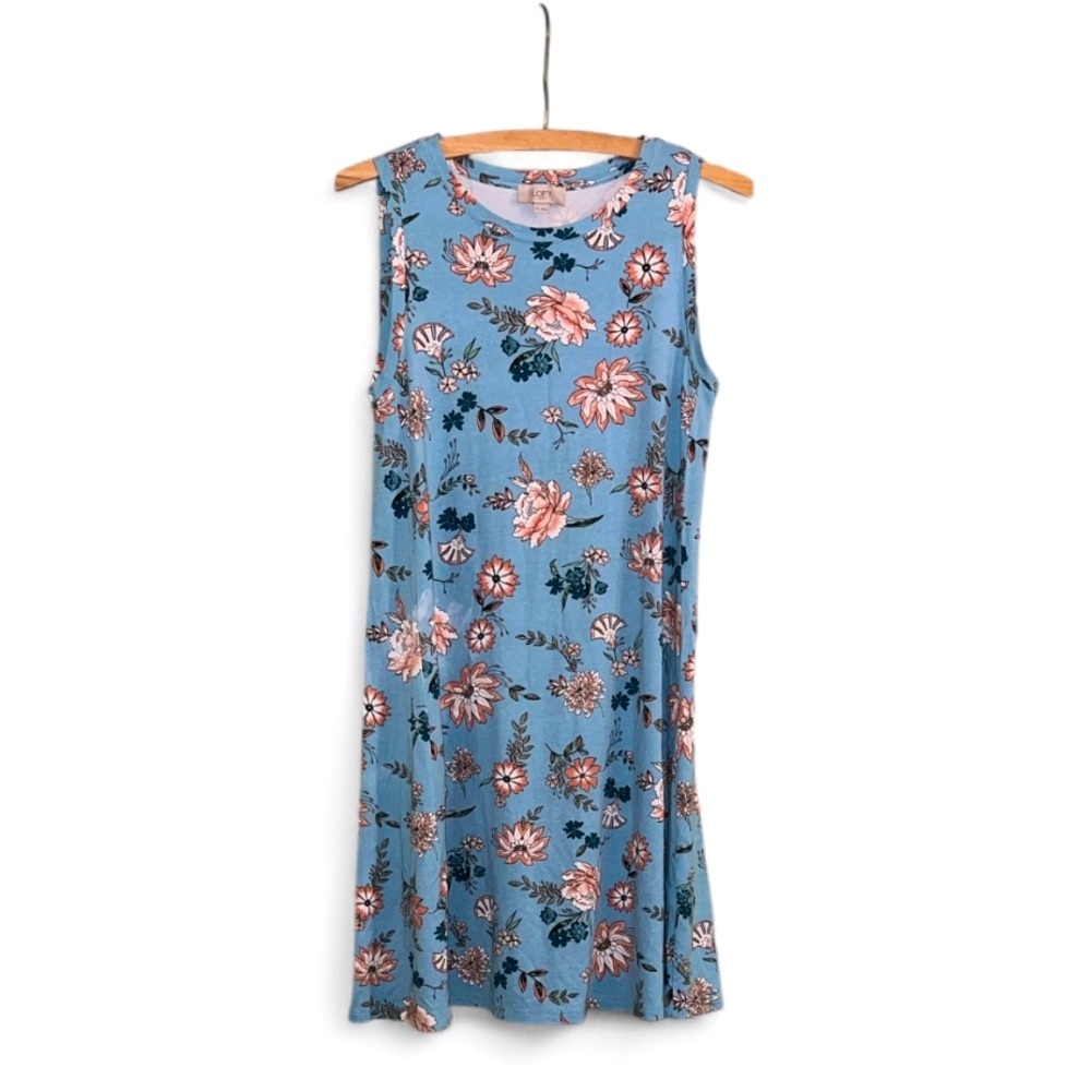 LOFT Floral Sleeveless Blue Dress